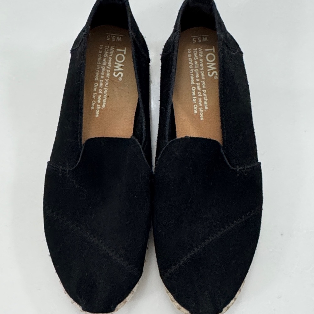 TOMS Classic Black suede espadrille loafer